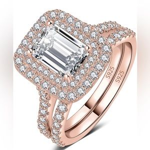 New Stamped 925 Sterling Silver Halo Engagement/ wedding Ring